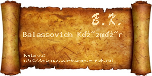 Balassovich Kázmér névjegykártya